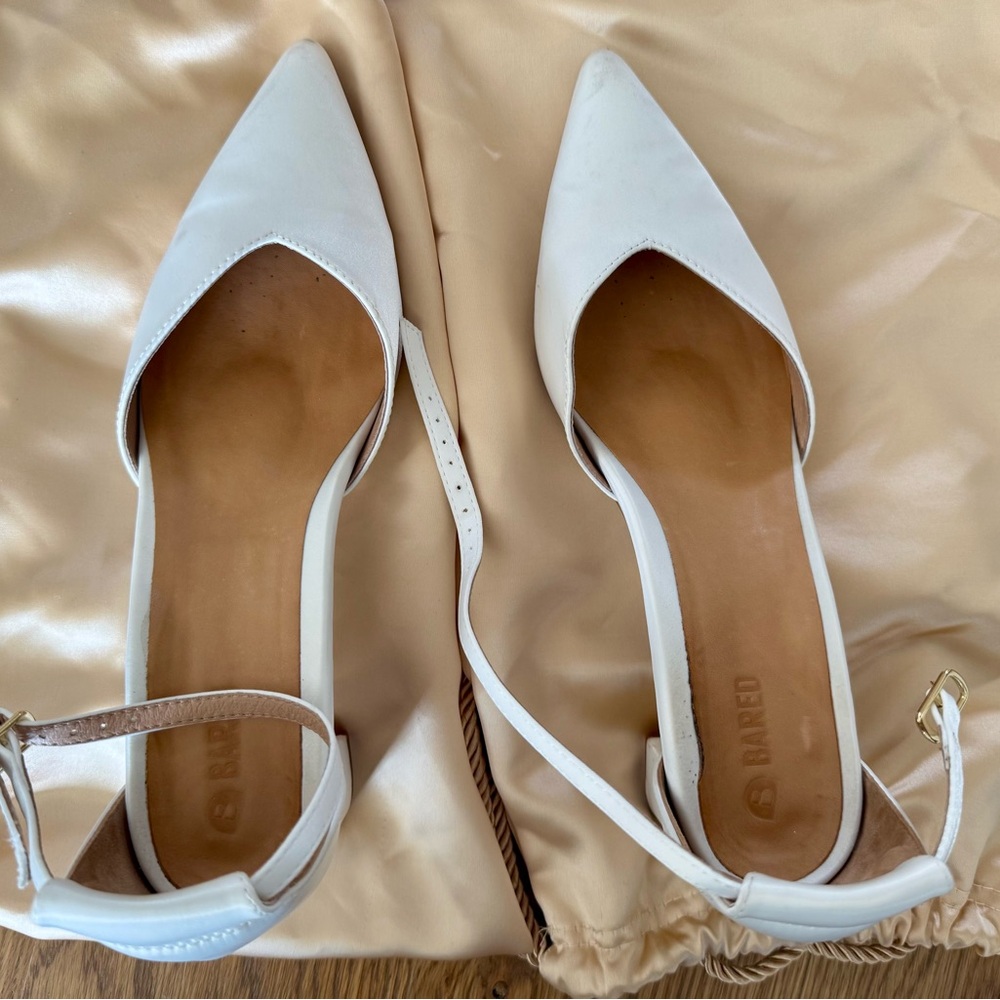 Bared Footwear Buteo White Satin Low Heels - Picture 2 of 5